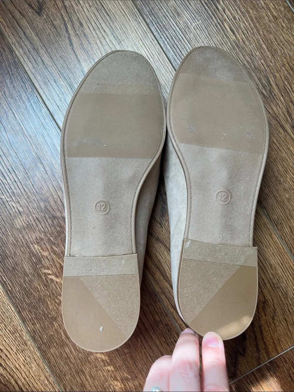 Women’s Taupe Suede Slip On Flats- Size 13